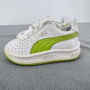 Puma Shoes Toddler Size 2‎ White Green GV Special Leather Lace Up Classic Kids